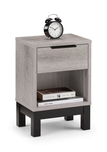 Bali 1 Drawer Bedside – Grey Oak