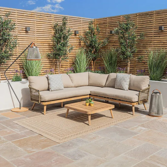 Maze - Bali Rope Weave Corner Sofa Set & Armchair
with Large Square Coffee Table - Blythe Living
