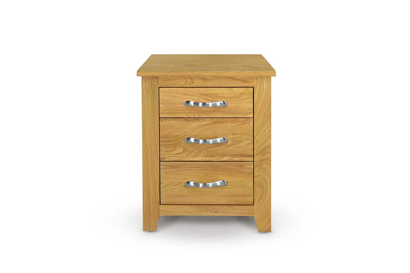 Brantham 2+1 Drawer Oak Bedside Table - Natural Oak