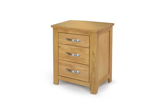 Brantham 2+1 Drawer Oak Bedside Table - Natural Oak