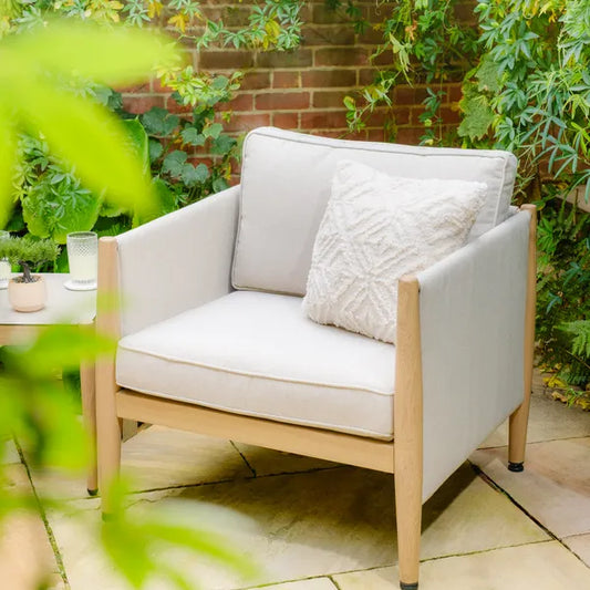 Maze - Burford Aluminium Lounge Set with Square Coffee Table - Almond - Blythe Living