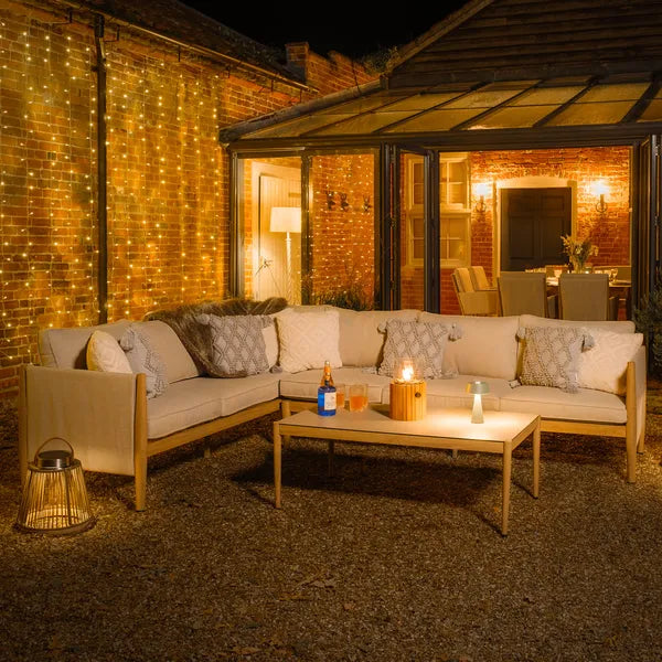 Maze - Burford Large Aluminium Corner Sofa Set with Rectangular Coffee Table - Almond - Blythe Living