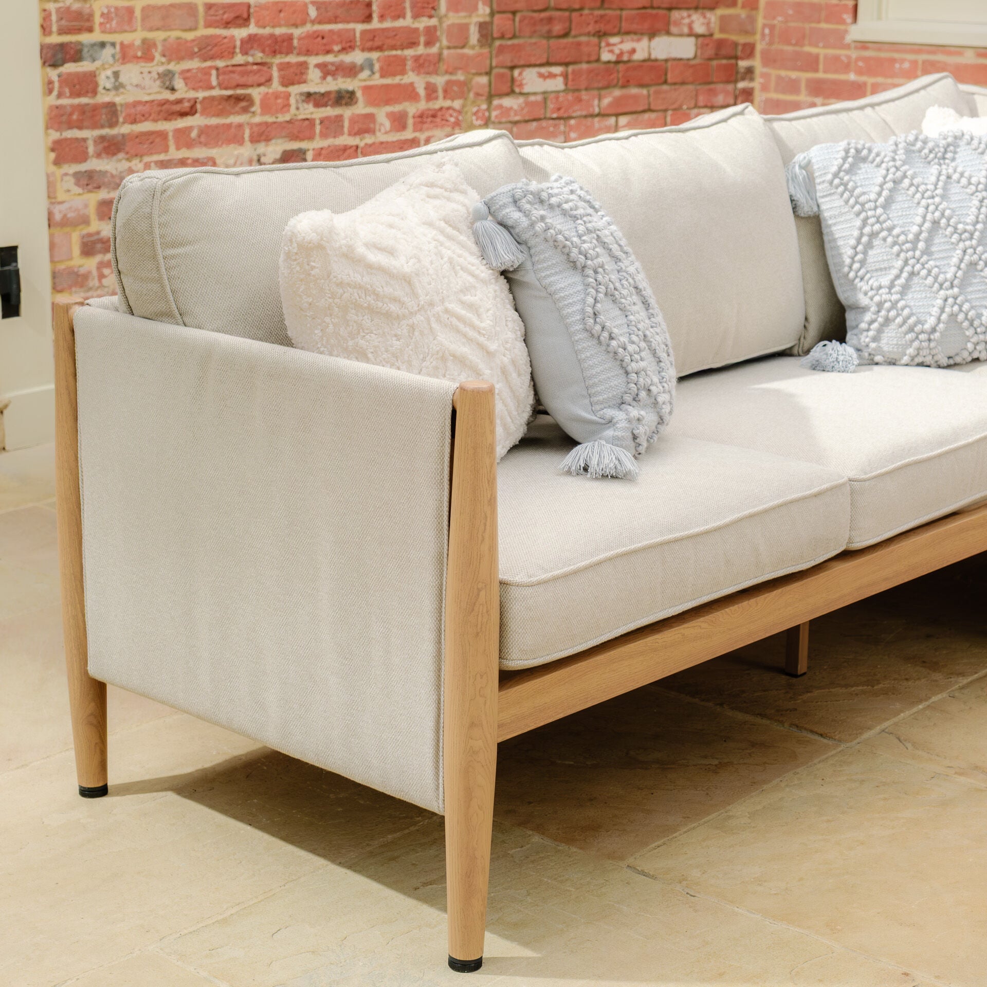 Maze - Burford Large Aluminium Corner Sofa Set with Rectangular Coffee Table - Almond - Blythe Living