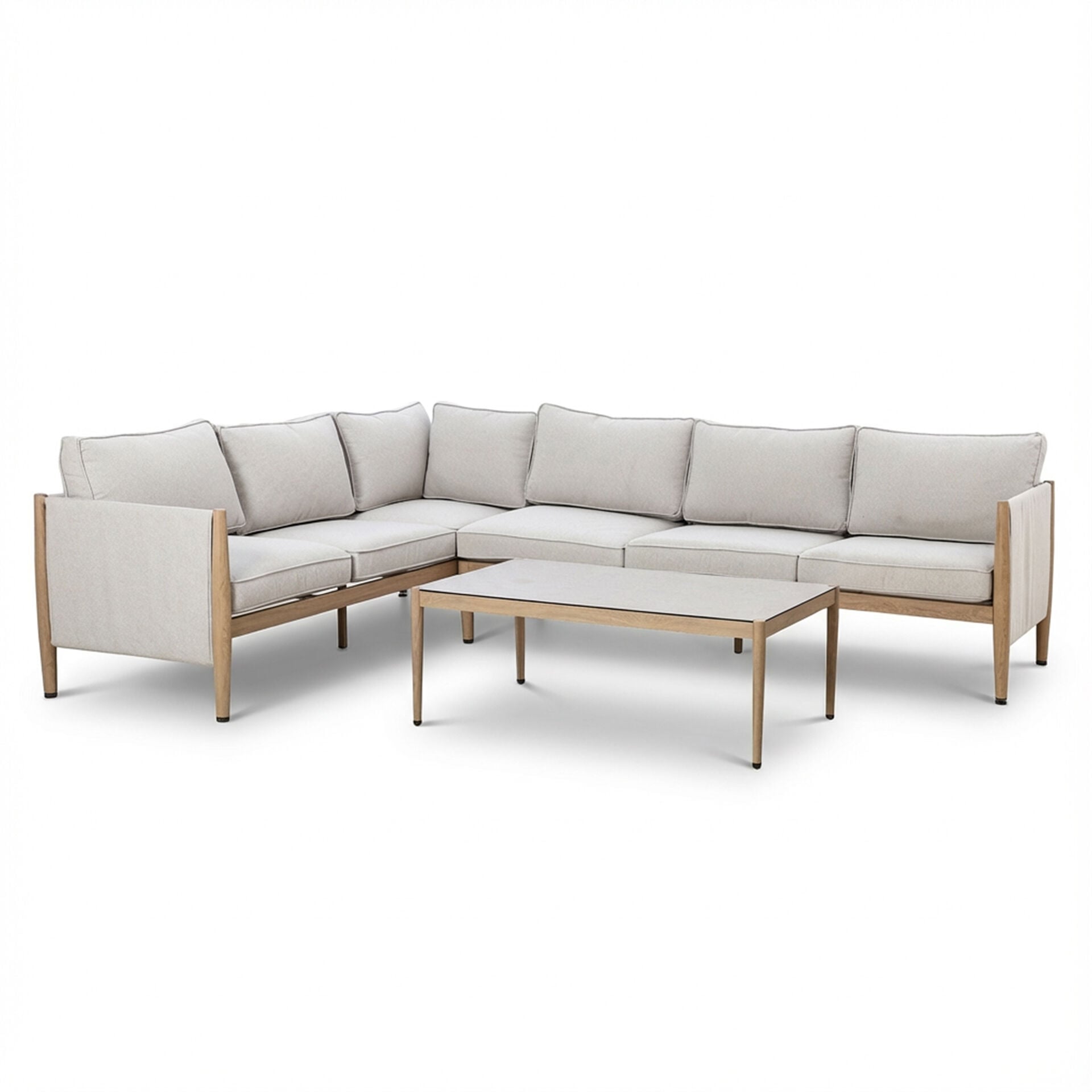 Maze - Burford Large Aluminium Corner Sofa Set with Rectangular Coffee Table - Almond - Blythe Living