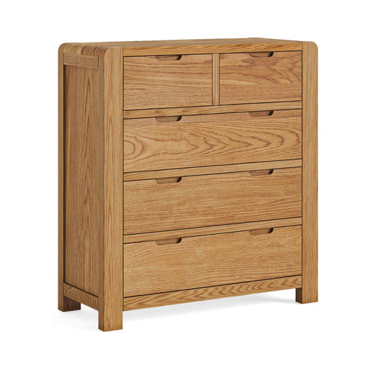 Bergen Oak 2 Over 3 Drawer Chest