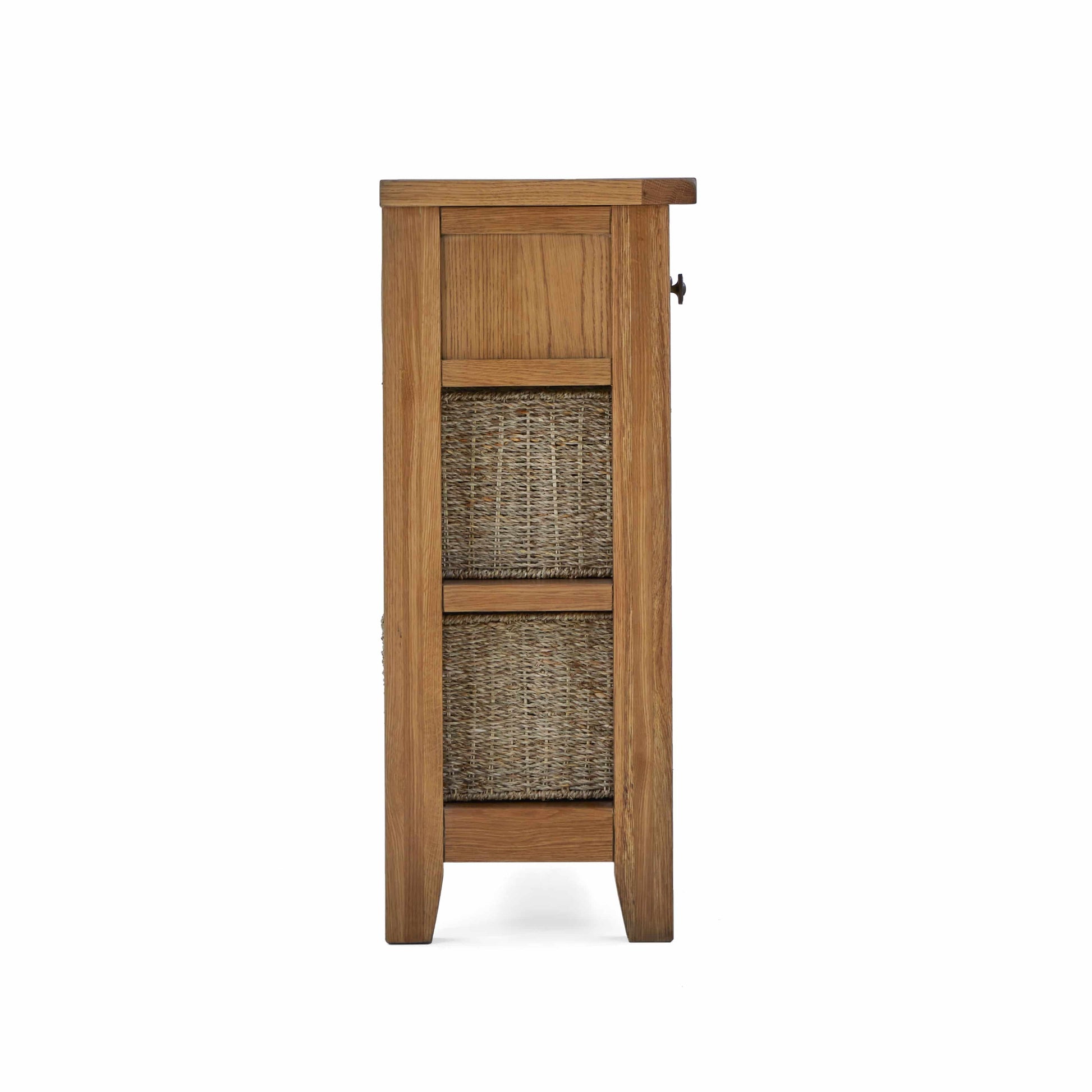 Best Burford Country Oak Console Table with Basket for Sale