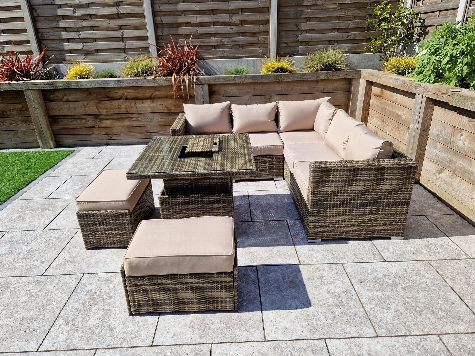 Best Georgia Corner Hi Low Dining Set Nature Brown - Blythe Living