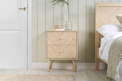 Best Herringford Oak 2-Drawer Bedside Table Only - Blythe Living