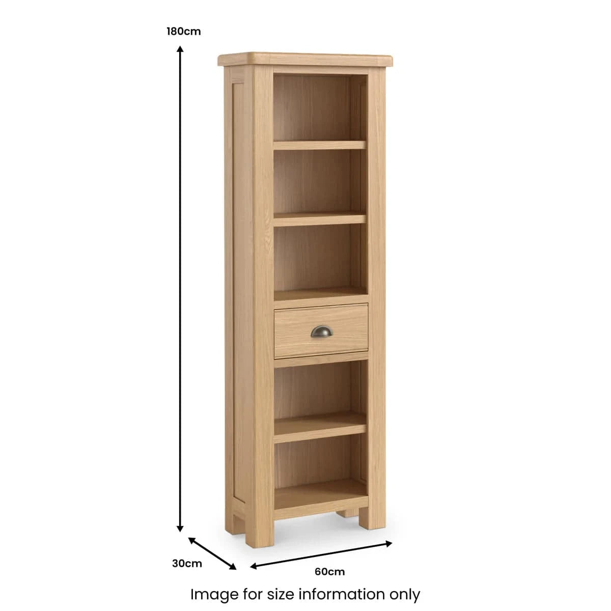 Best Normandy Oak 5 Shelf Slim Bookcase Online