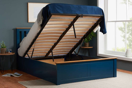 Best Phoenix Navy Blue Ottoman Bed