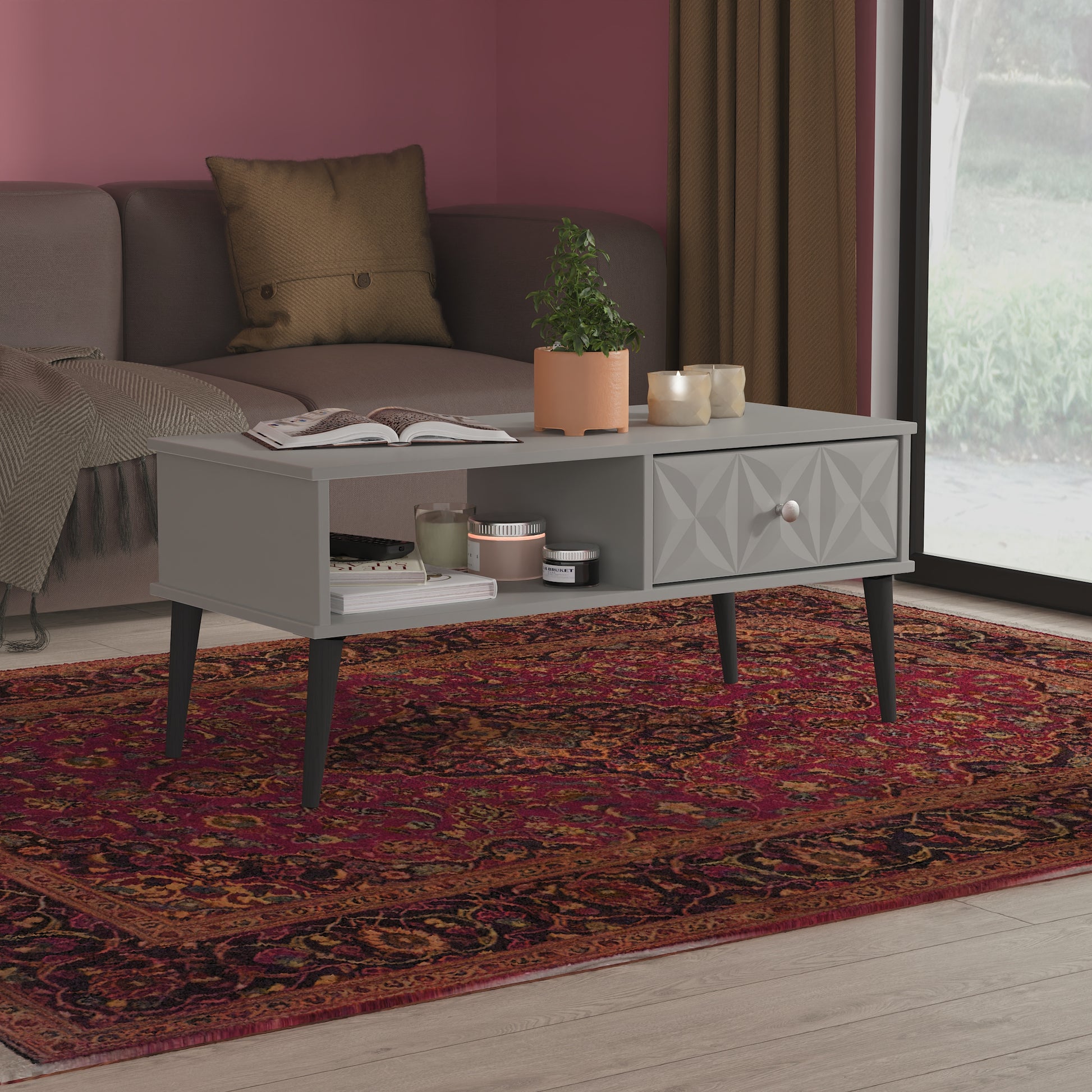 Best Pixel 1 Drawer Coffee Table in Dusk gray Online 