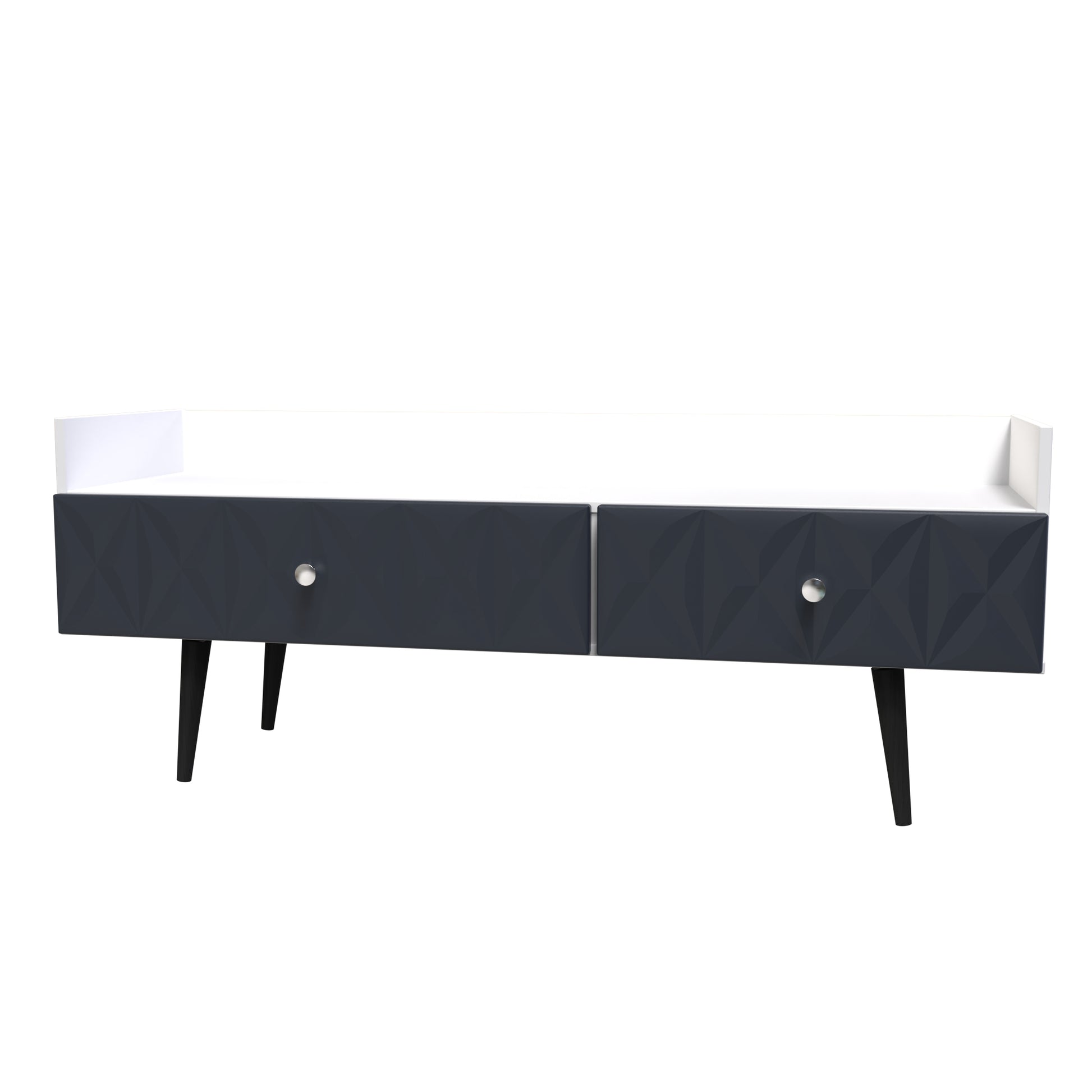 Best Pixel 2 Drawer Coffee Table in Indigo Blue and White Matt
