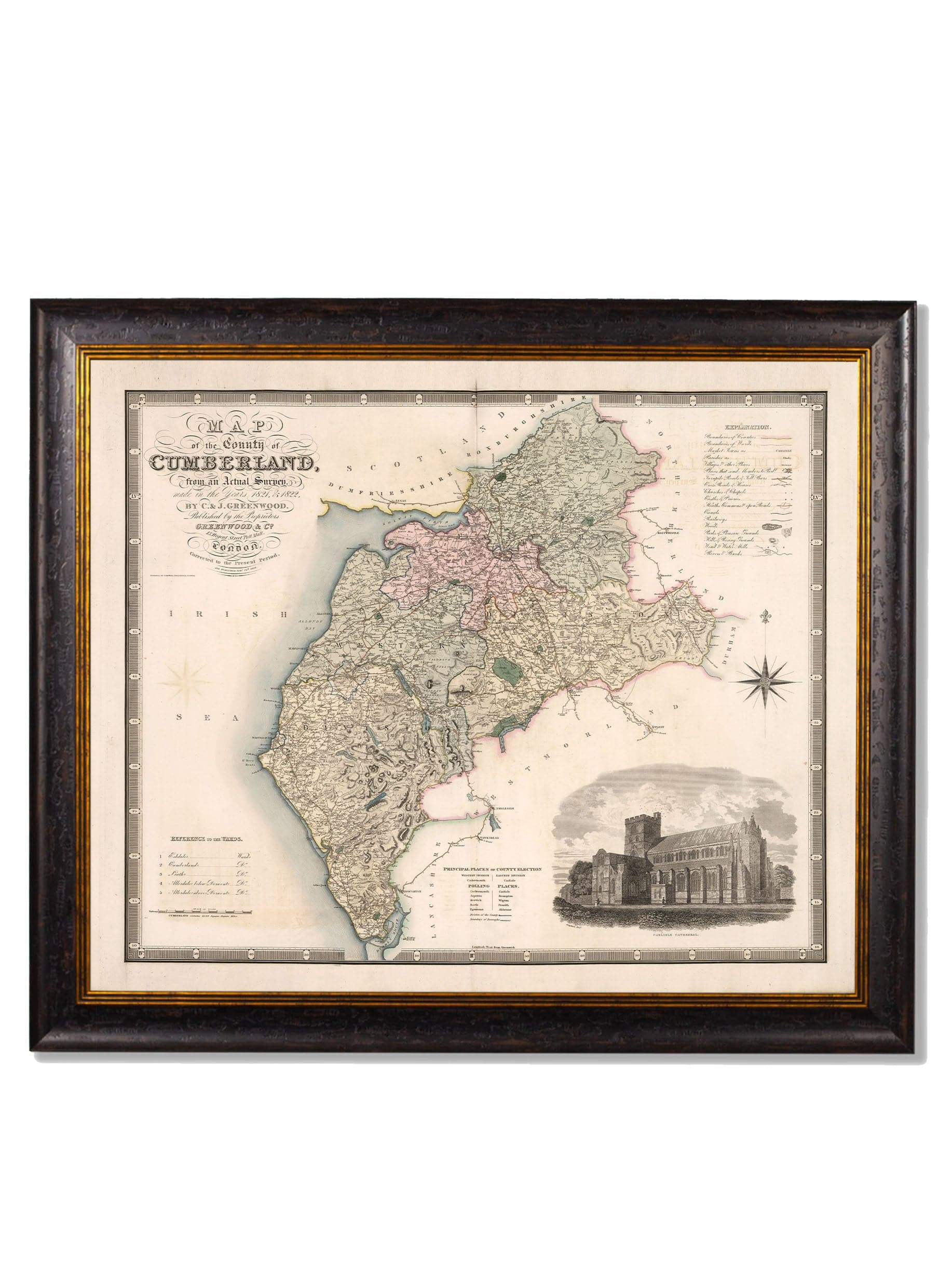 Best Price for Hand-Cut c.1830 English County Map Wall Art