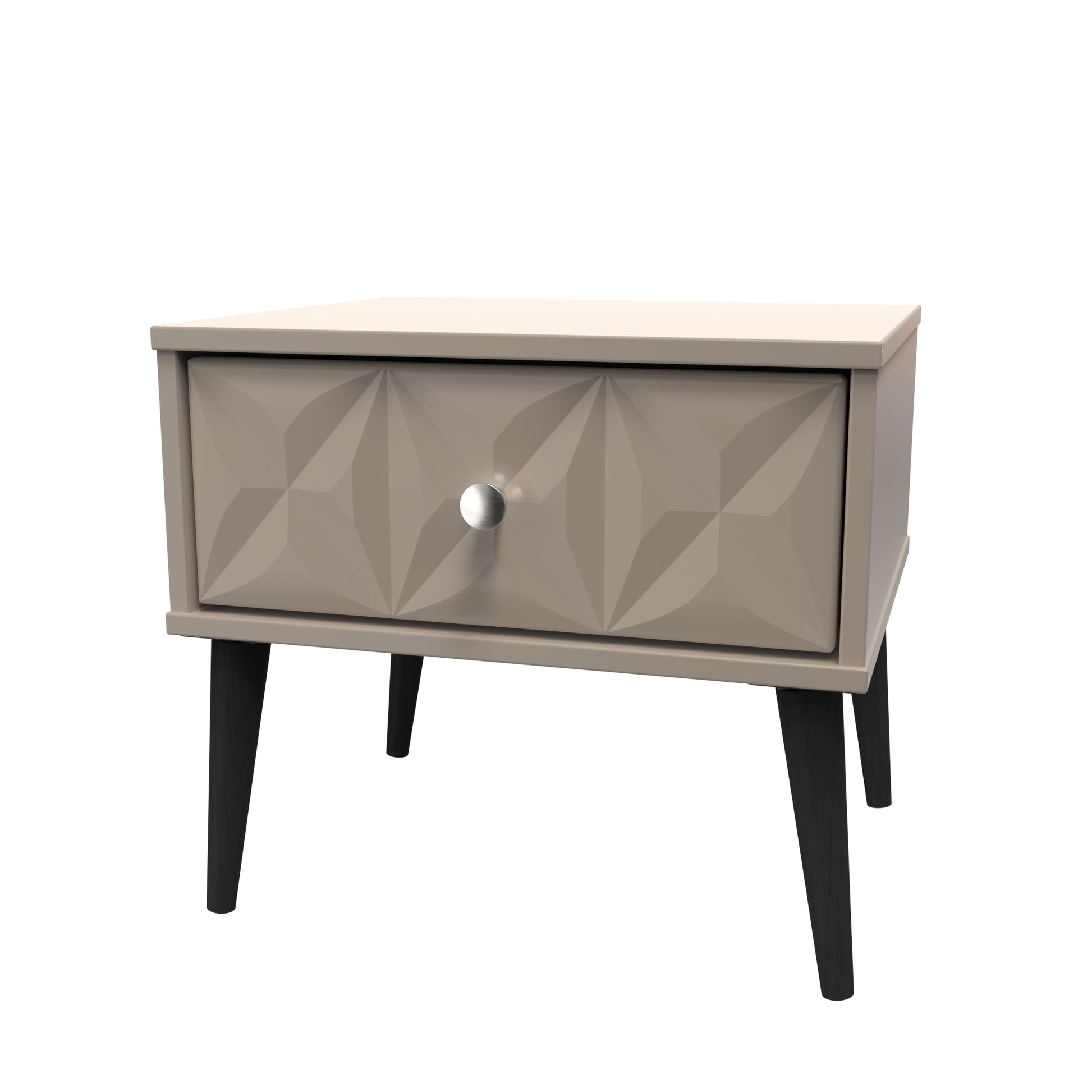 Best Quality Pixel 1 Drawer Bedside Cabinet with Legs in Mushroom Matt 