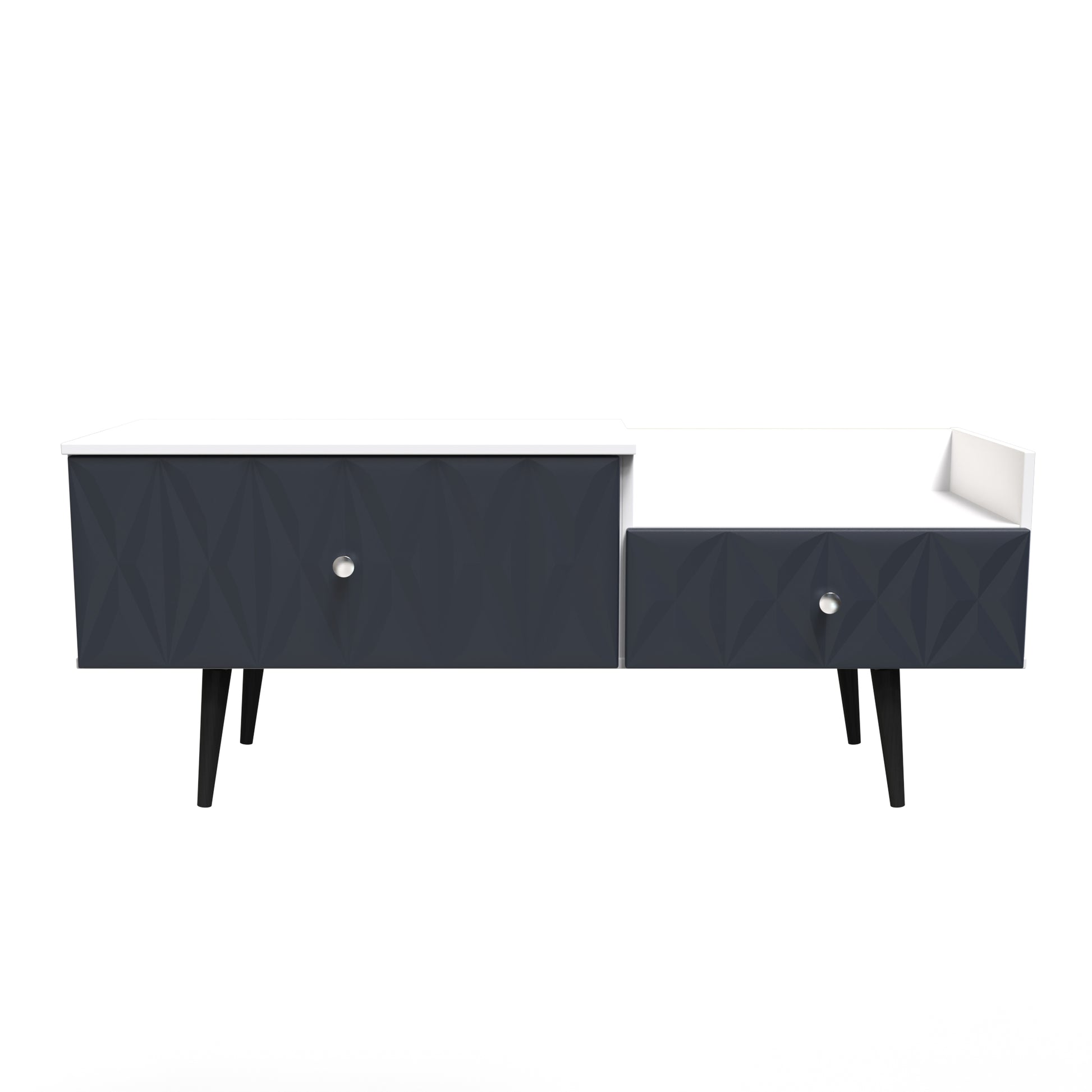 Best Quality Pixel 2 Drawer TV Console Unit in Indigo Blue and White Matt Colour