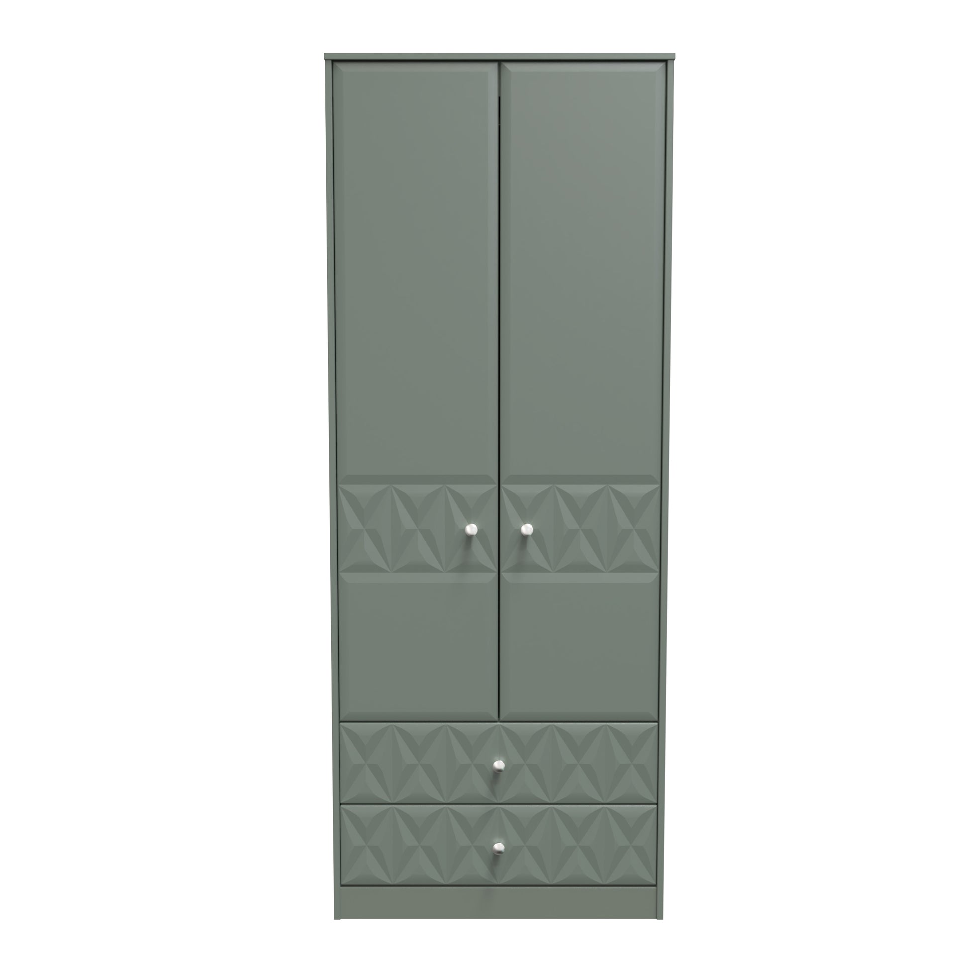 Best Quality Pixel Tall 2 Drawer Wardrobe in Reed Green Colour