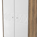 Best Quality Pixel Tall 2 Drawer Wardrobe in White Matt and Vintage Oak Colour