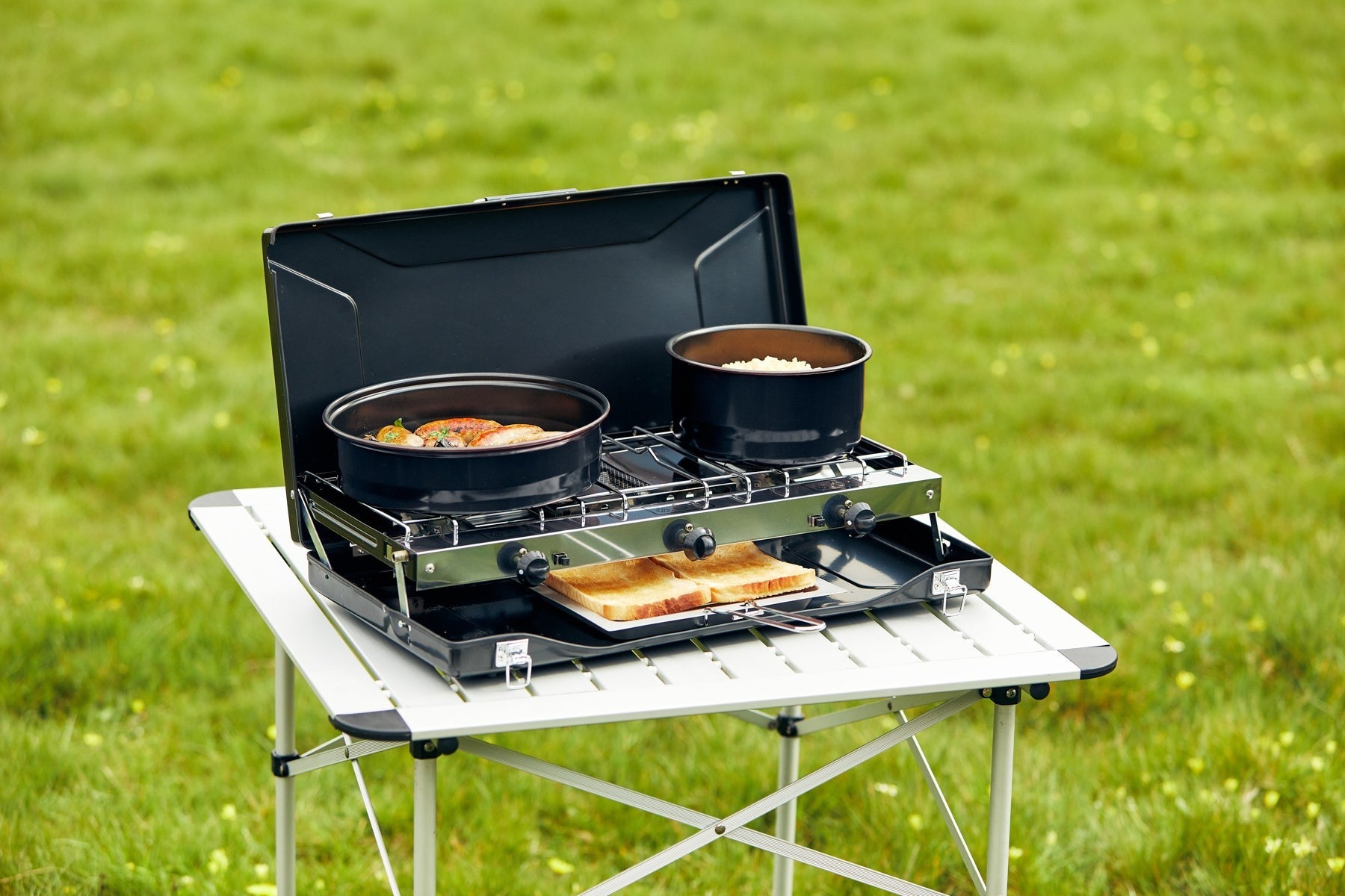 Best Quality Two Burner Camping Stove with Toaster Online