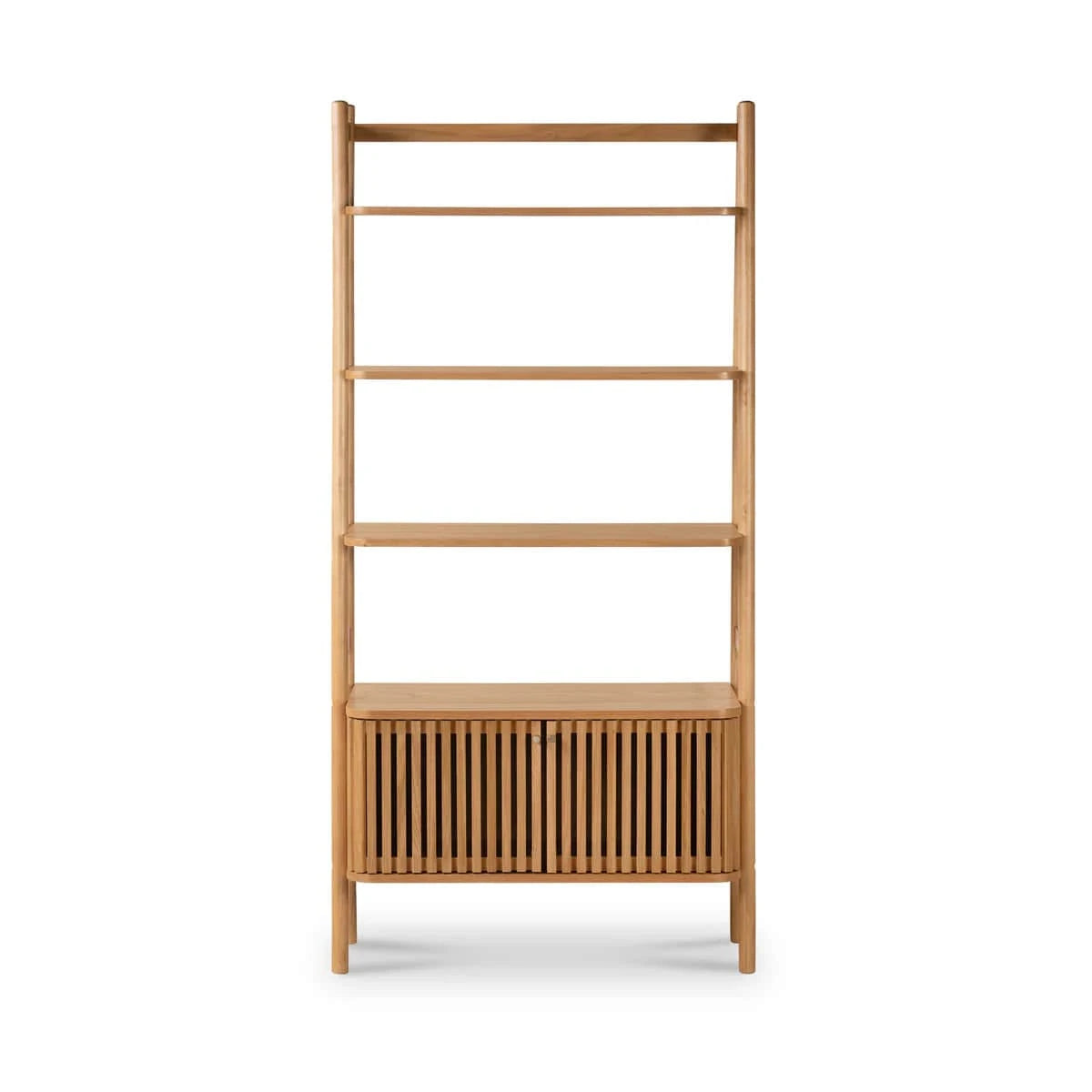 Best Soho Oak Large Bookcase with 2 Door Slatted Cupboard
