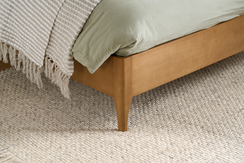 Birlea Hatti White Faux Fur and Natural Wooden Bed