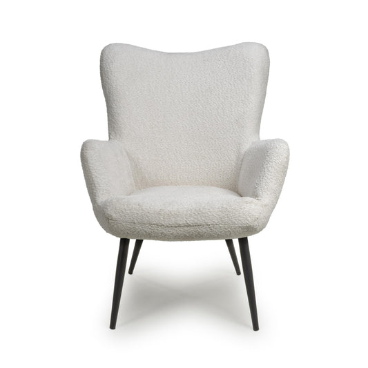 Bordeaux Textured Chenille Effect White Armchair 