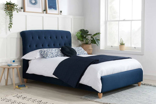 Brompton Midnight Blue Fabric Bed