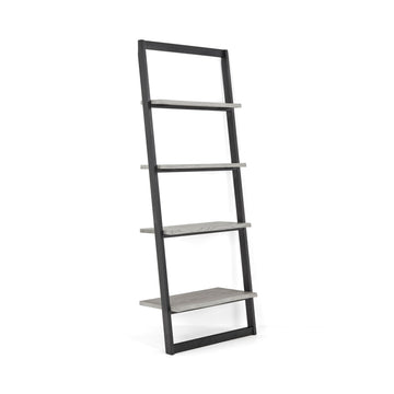 Brooklyn Oak Slim Ladder Bookcase | Leaning Grey Wash Shelving