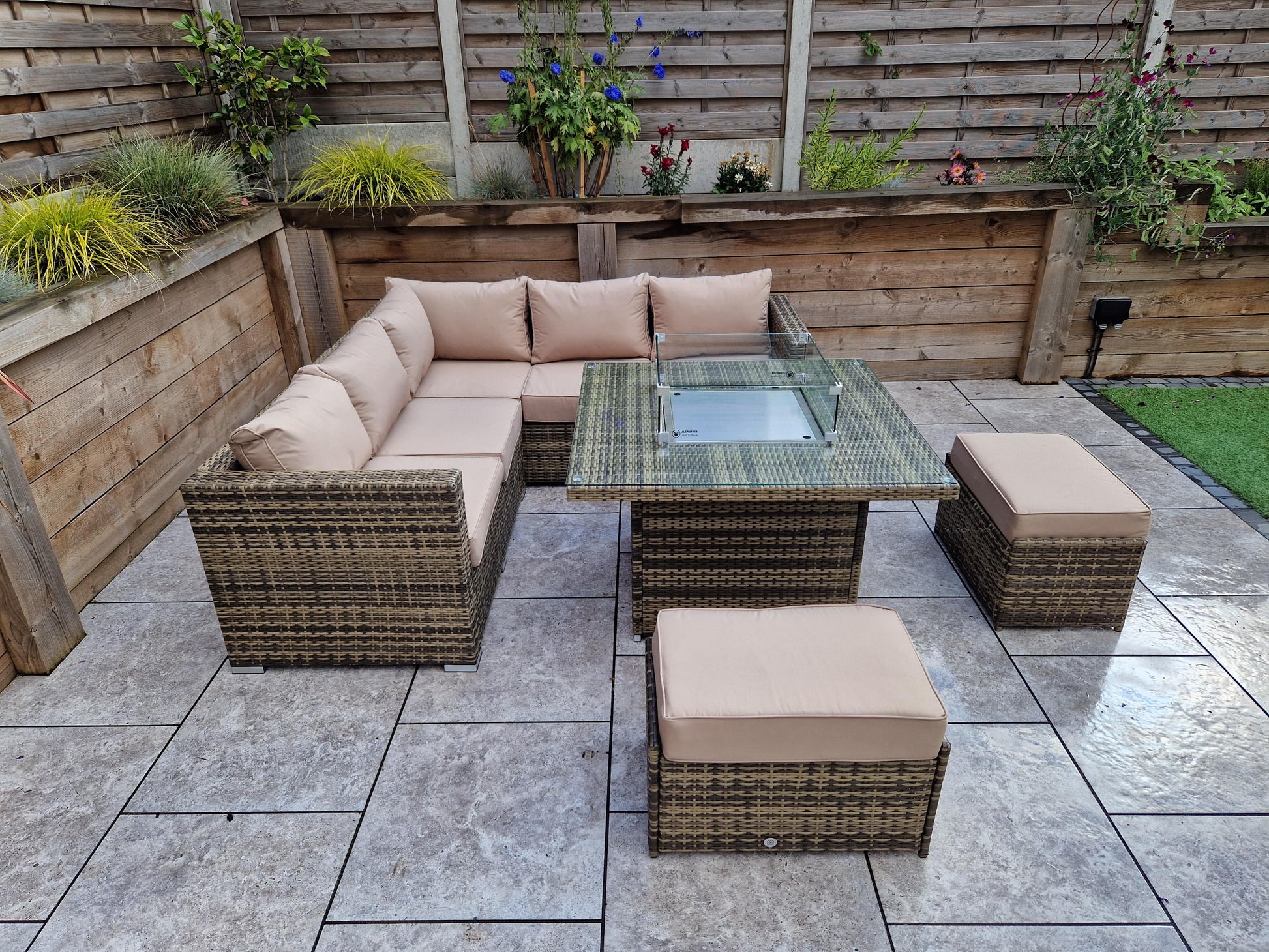 Brown Rattan Corner Sofa 