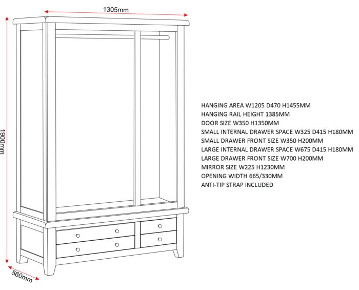 Browse tall wardrobe with natural oak styling