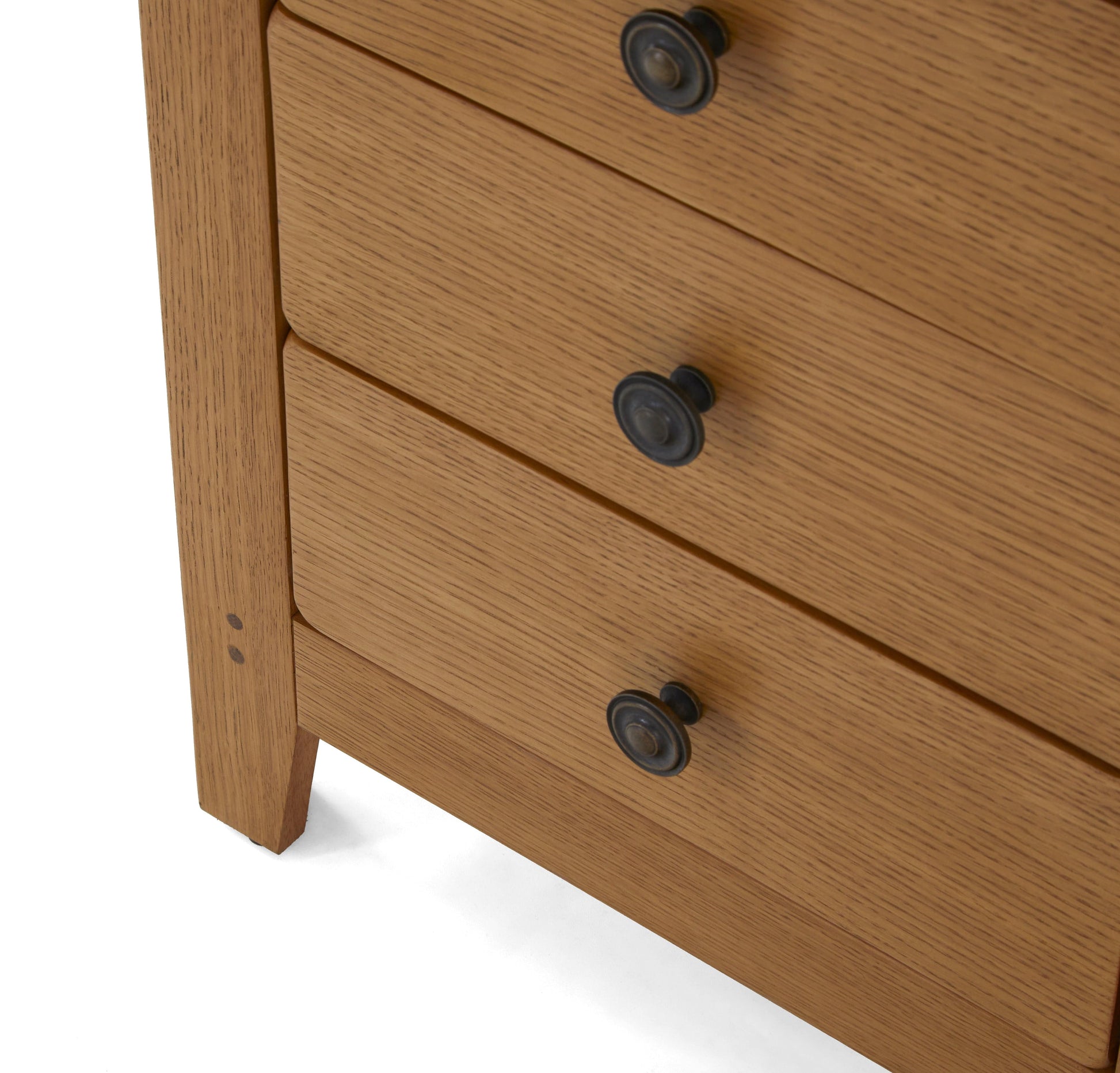 Burford Rustic Solid Oak 3 Drawer Bedside Table