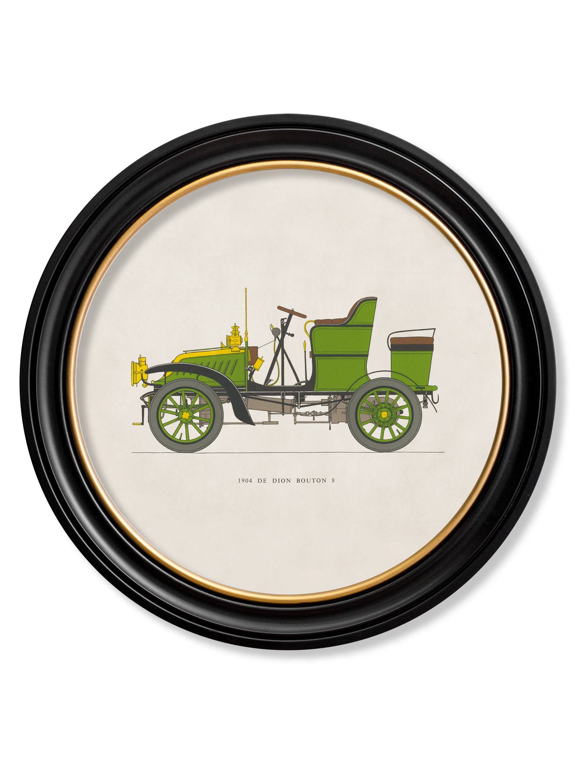Buy 1904 De Dion Bouton 8 in Round Frame vintage car print UK

