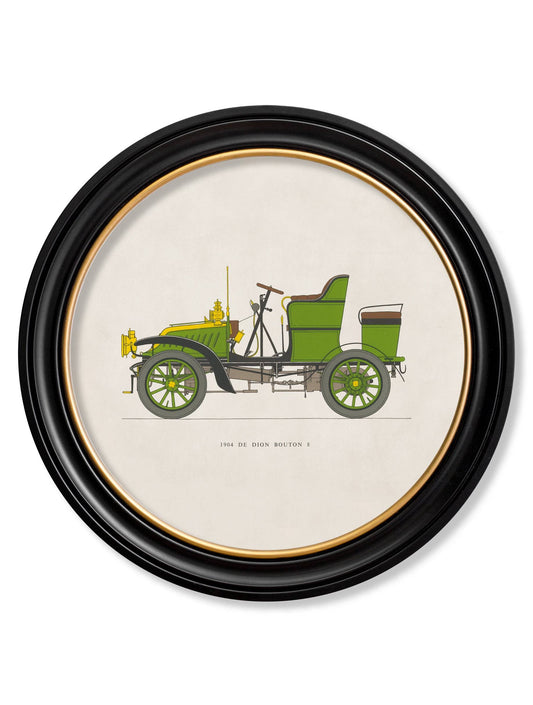 Buy 1904 De Dion Bouton 8 in Round Frame vintage car print UK

