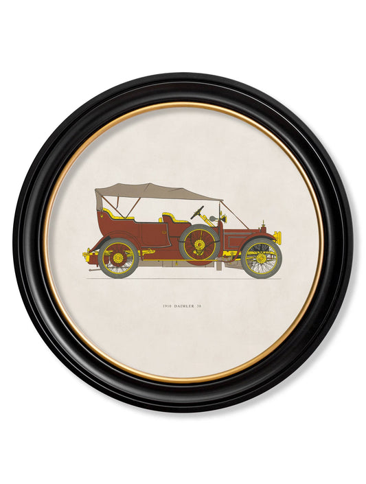 Buy 1910 Daimler 38 in Round Frame vintage British car wall art UK
