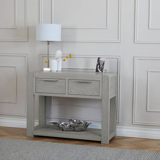 Buy Amsterdam Grey Oak Console Table with Black Metal Legs Online