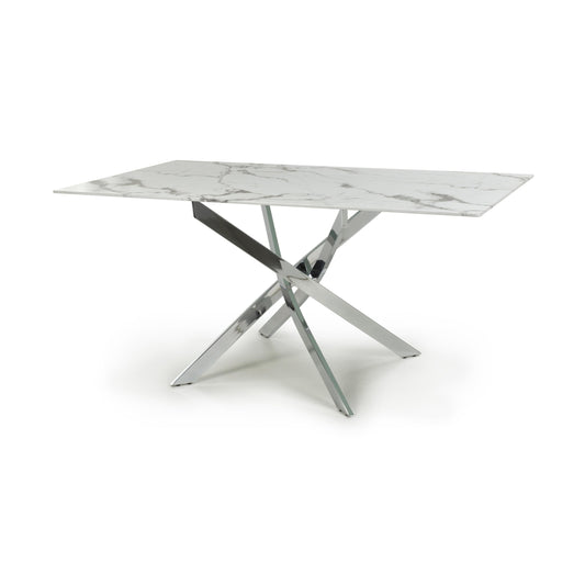 Buy Astoria Medium 1.6m White Chrome Dining Table online UK