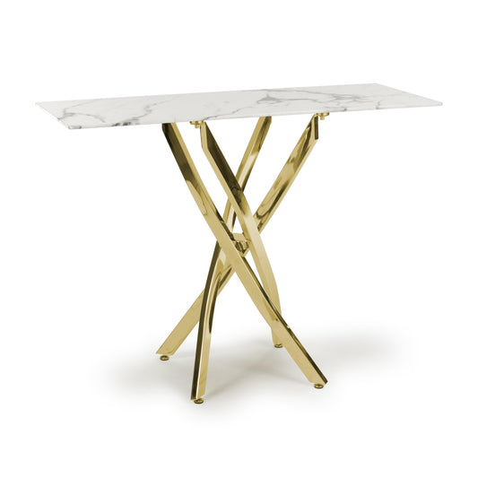 Buy Astoria White/Gold Console Table with Marble Effect Top Online