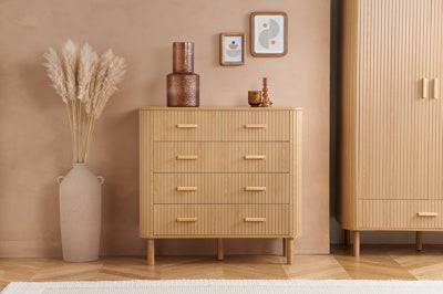 Buy Axel 5 drawer fluted chest oak bedroom furniture UK