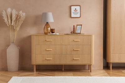 Buy Axel 6 Drawer Fluted Chest Oak bedroom storage UK
