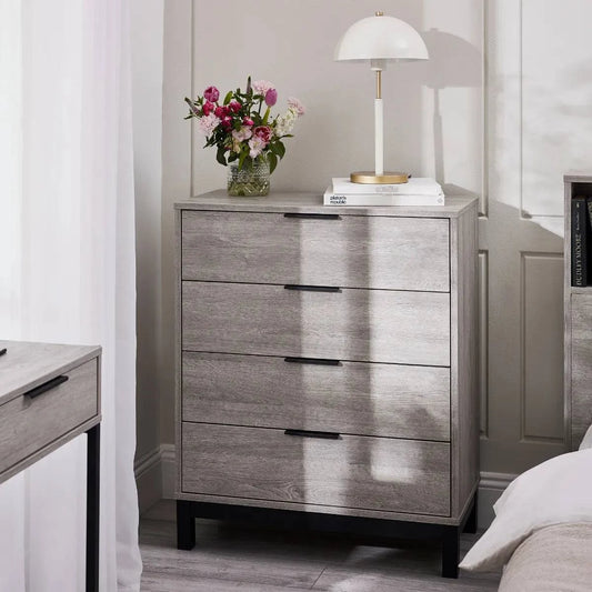 Buy Bali 4 drawer chest grey oak bedroom furniture UK