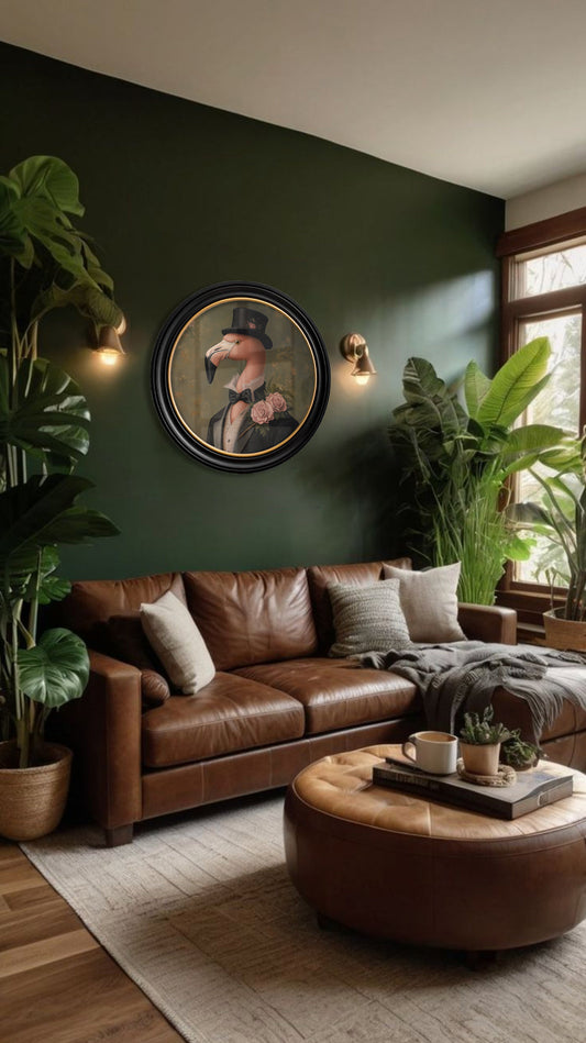 Buy Baron Von Blush Oxford round framed print UK