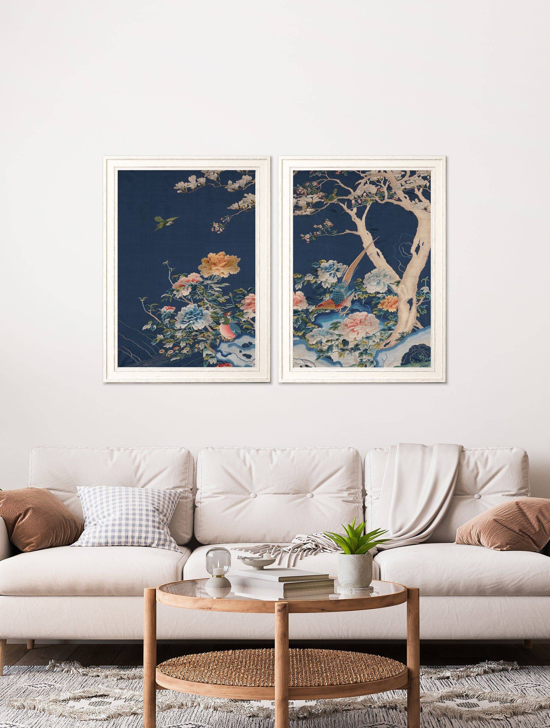 Buy Blue Blossom Trees set of 2 framed botanical prints UK