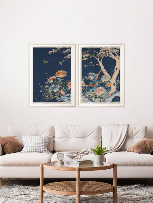 Buy Blue Blossom Trees set of 2 framed botanical prints UK