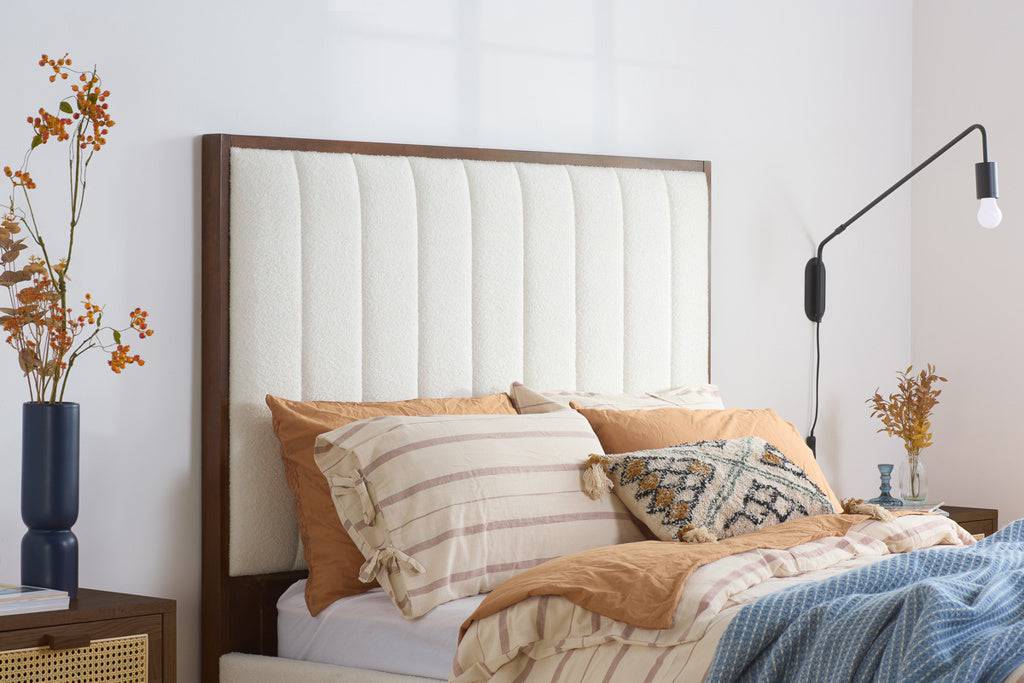 Buy Blythe White Bed Online  Boucle Fabric Bed - Blythe Living