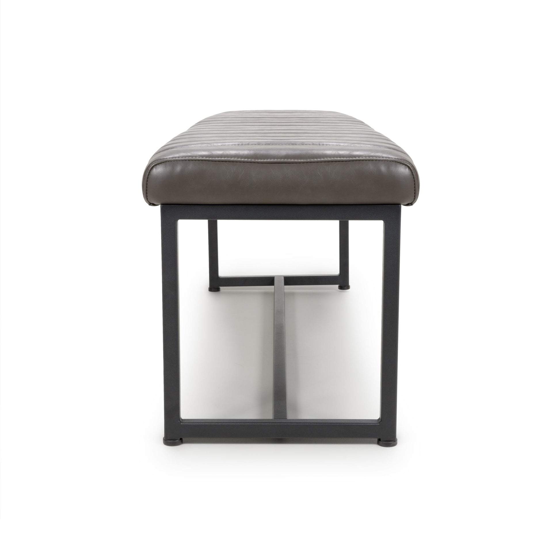 Buy British Archer Leather Effect Grey Bench industrial design free UK delivery
