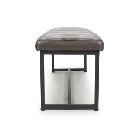 Buy British Archer Leather Effect Grey Bench industrial design free UK delivery

