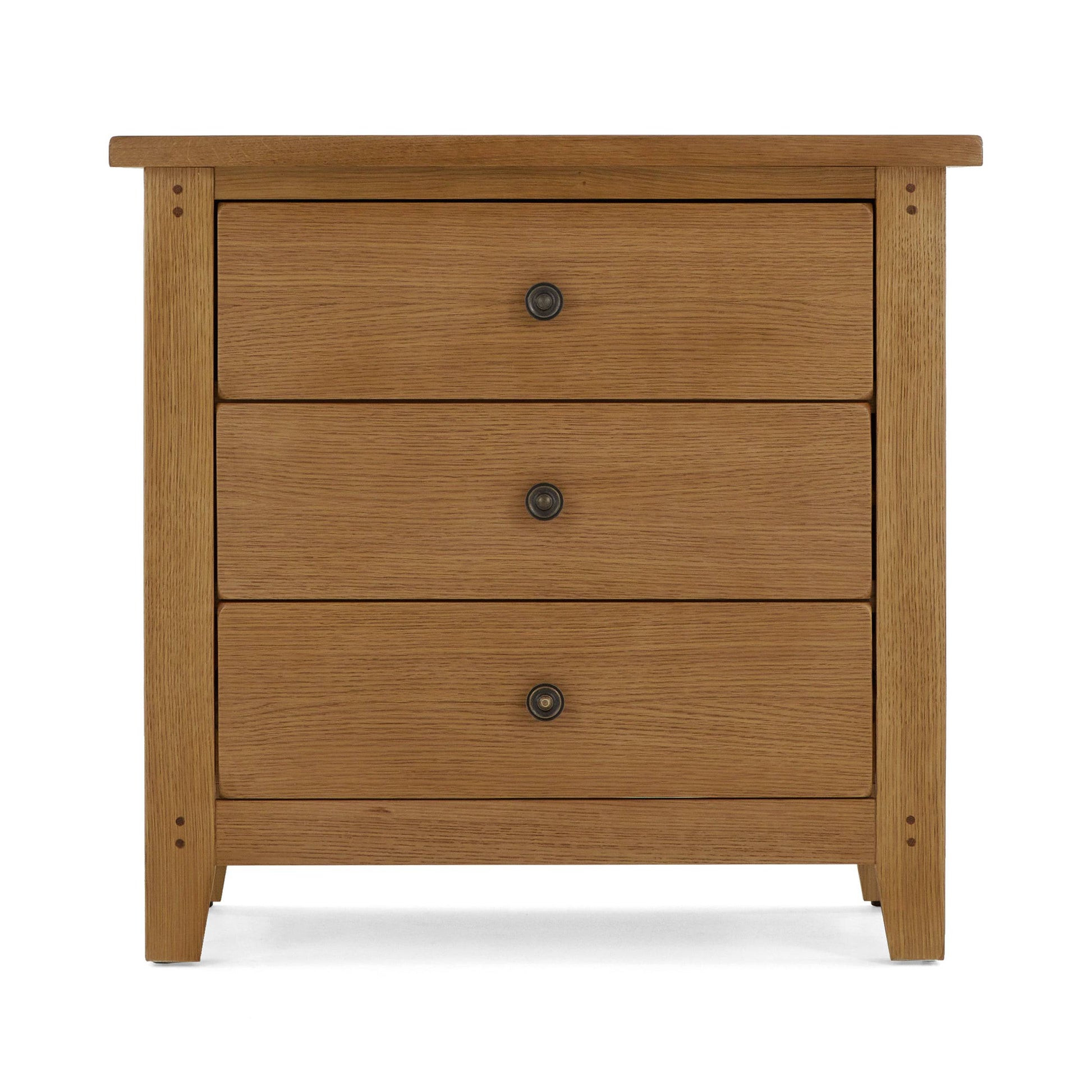Buy British Burford Oak 3 Drawer Chest solid oak bedroom furniture UK
