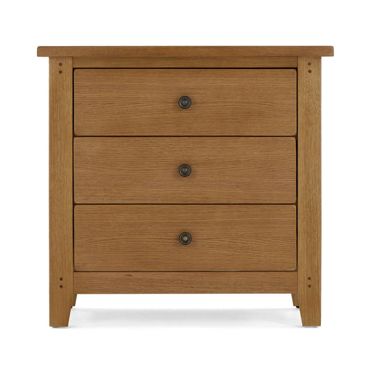 Buy British Burford Oak 3 Drawer Chest solid oak bedroom furniture UK
