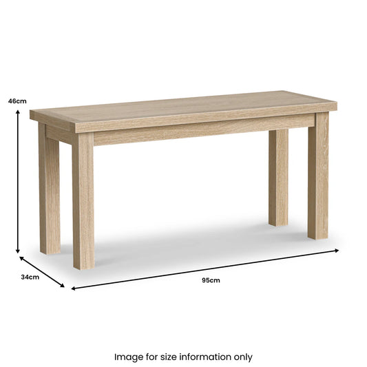 Buy British Modern Country Washed Oak 95cm Dining Bench free UK delivery
