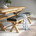 Buy British Normandy Oak Charcoal 200cm Cross Legged Dining Bench free UK delivery
