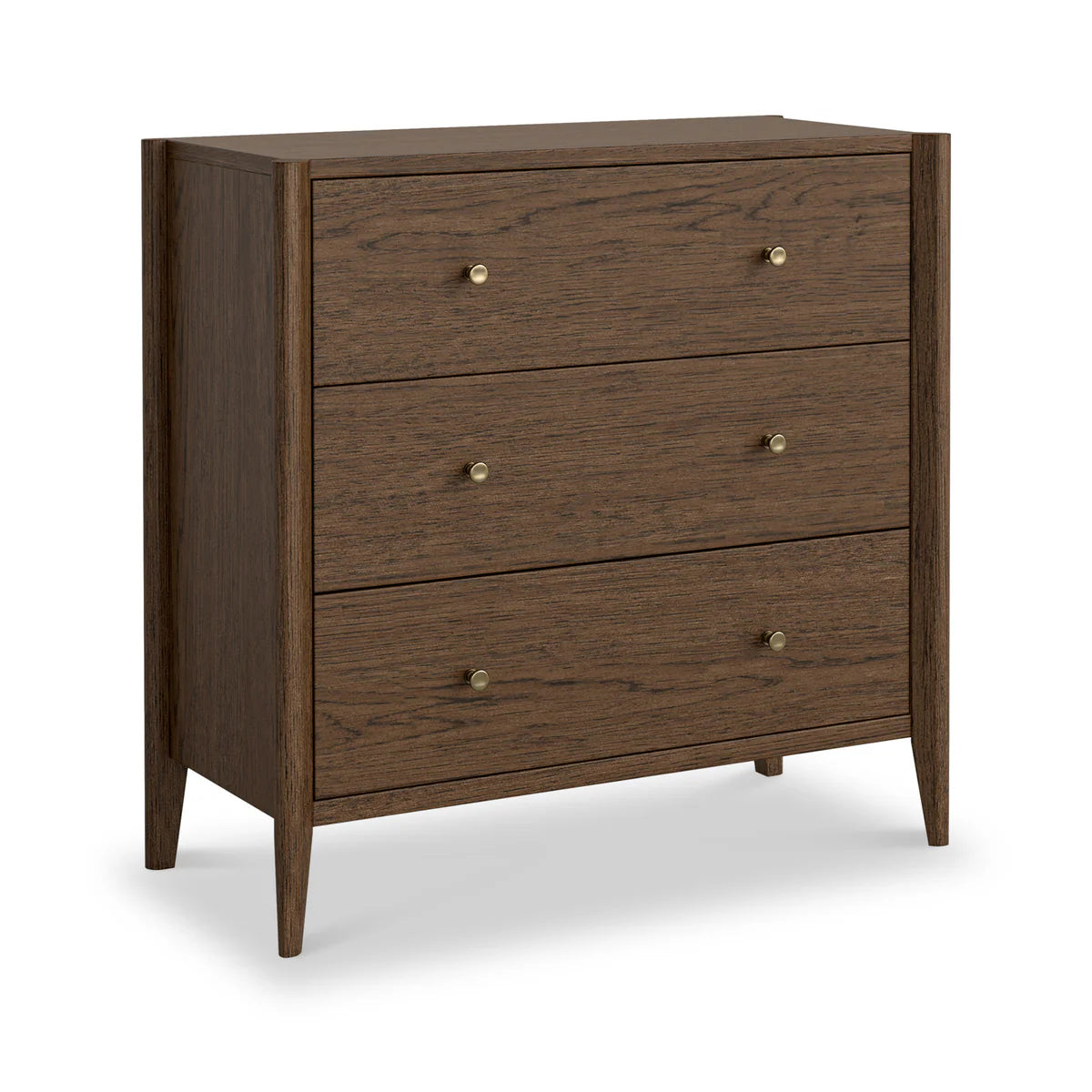 Buy British Paris Oak 3 Drawer Chest Brown bedroom furniture free UK delivery
